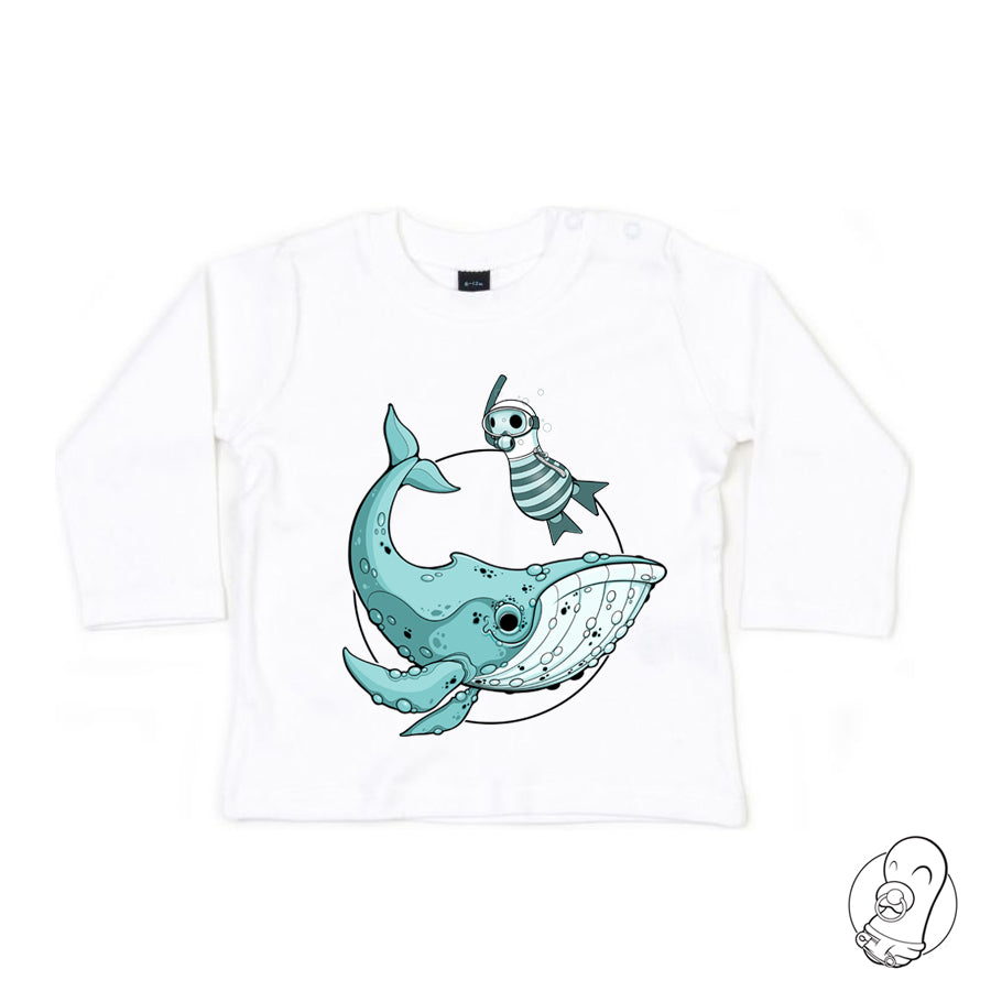 Camiseta Bebé Faba Buzo y Ballena (4 Tonos)